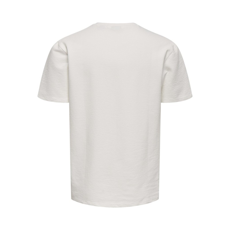ONLY & SONS Kian Seersucker T-shirt - Cloud Dancer
