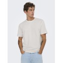 ONLY & SONS Kian Seersucker T-shirt - Cloud Dancer