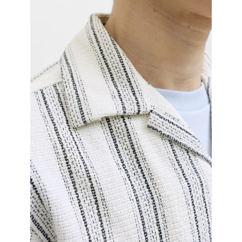 JACK & JONES JUNIOR Coba Stribet Resort Skjorte - Cloud Dancer