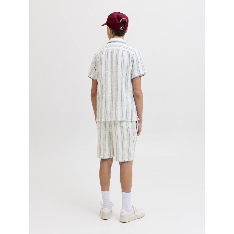 JACK & JONES JUNIOR Coba Stribet Resort Skjorte - Tea / Cloud Dancer