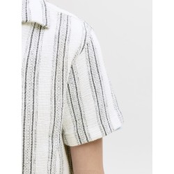 JACK & JONES JUNIOR Coba Stribet Resort Skjorte - Tea / Cloud Dancer