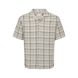 ONLY & SONS Caiden Ternet Hør S/S skjorte - Coffee Bean