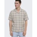 ONLY & SONS Caiden Ternet Hør S/S skjorte - Coffee Bean