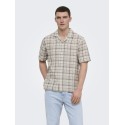 ONLY & SONS Caiden Ternet Hør S/S skjorte - Coffee Bean