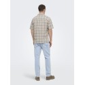 ONLY & SONS Caiden Ternet Hør S/S skjorte - Coffee Bean