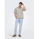 ONLY & SONS Caiden Ternet Hør S/S skjorte - Coffee Bean