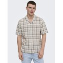 ONLY & SONS Caiden Ternet Hør S/S skjorte - Coffee Bean