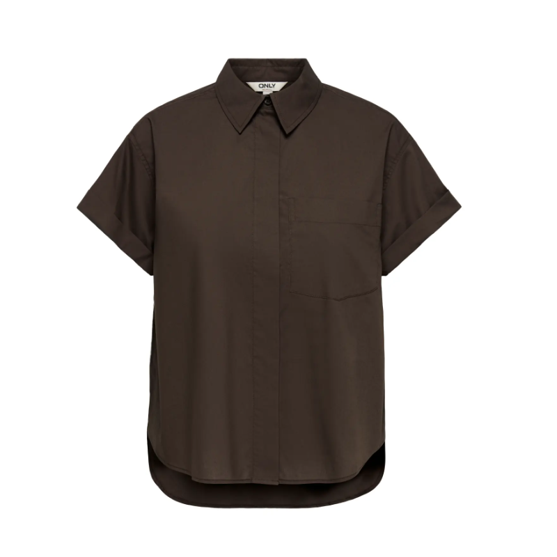ONLY Keri Kortærmet Foldet Skjorte - Coffee Bean