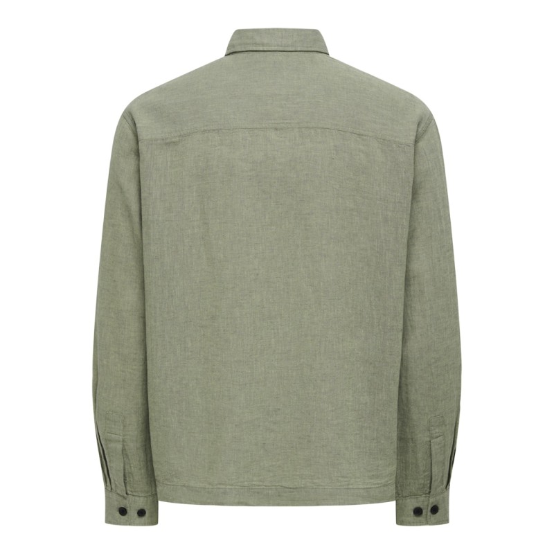 ONLY & SONS Caiden langærmet Hør Skjorte - Swamp