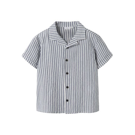 NAME IT Kids Denis Kortærmet Stribet Skjorte - Vintage Indigo