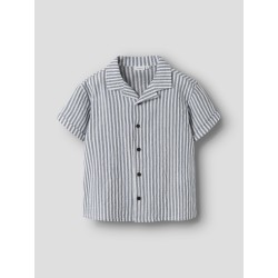 NAME IT Kids Denis Kortærmet Stribet Skjorte - Vintage Indigo