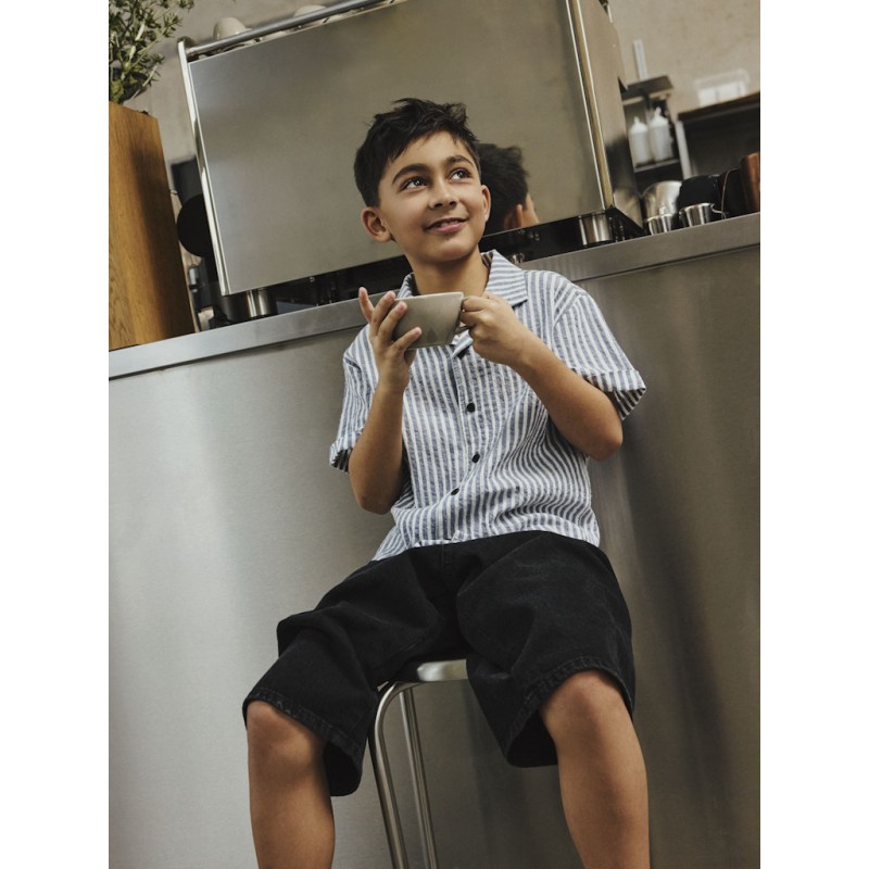 NAME IT Kids Denis Kortærmet Stribet Skjorte - Vintage Indigo