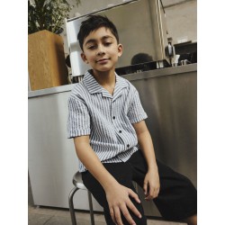 NAME IT Kids Denis Kortærmet Stribet Skjorte - Vintage Indigo