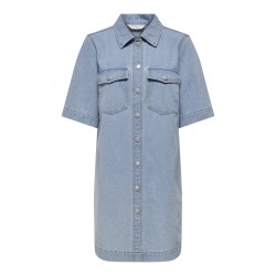 ONLY Belle Denim S/S Kjole - Light Blue Denim