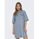 ONLY Belle Denim S/S Kjole - Light Blue Denim