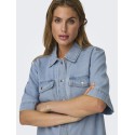 ONLY Belle Denim S/S Kjole - Light Blue Denim