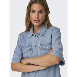 ONLY Belle Denim S/S Kjole - Light Blue Denim