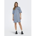 ONLY Belle Denim S/S Kjole - Light Blue Denim