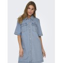 ONLY Belle Denim S/S Kjole - Light Blue Denim
