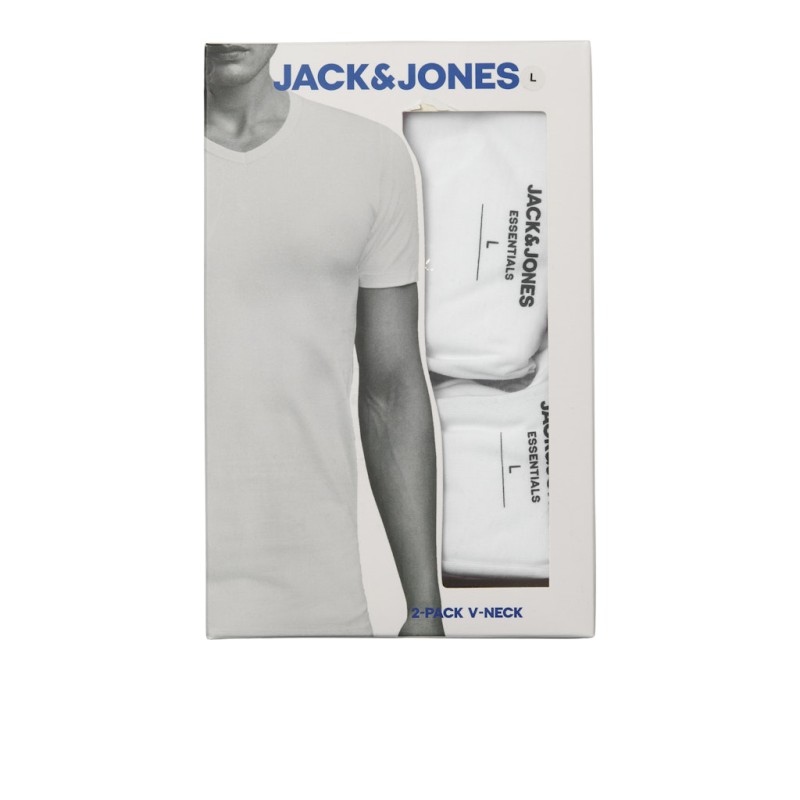 JACK & JONES Basic V-hals 2-Pak T-shirt - Hvid