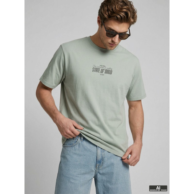 JJ REBEL Christian Kortærmet T-shirt - Aqua Gray