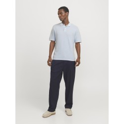 JACK & JONES George Kortærmet Strik Polo -  Chambray Blue