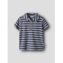 NAME IT MINI Finti Stribet Kortærmet Polo T-shirt - Vintage indigo