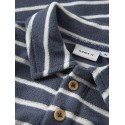 NAME IT MINI Finti Stribet Kortærmet Polo T-shirt - Vintage indigo