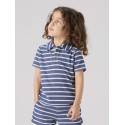 NAME IT MINI Finti Stribet Kortærmet Polo T-shirt - Vintage indigo