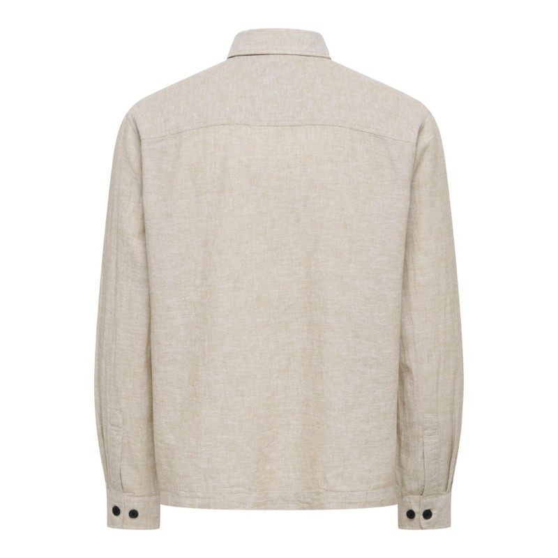 ONLY & SONS Caiden langærmet Hør Skjorte -  Chinchilla