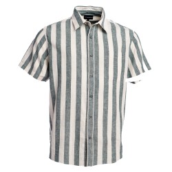 FINESMEKKER PLUS Tecopa Stribet Kortærmet Skjorte - Dusty green