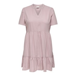ONLY CARMAKOMA Tiri-Caro S/S V-Neck Hør Kjole - Violet Ice