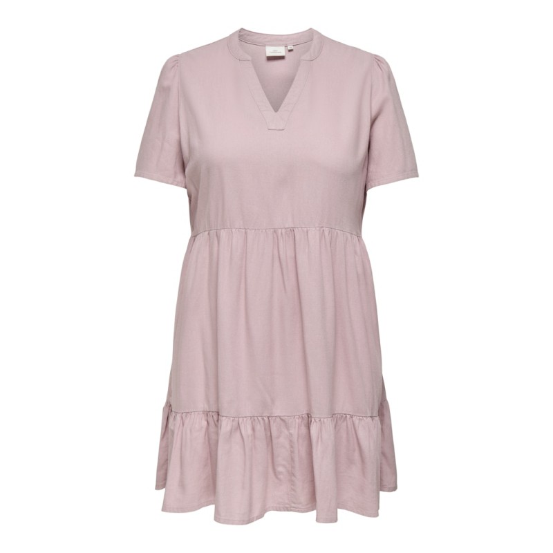 ONLY CARMAKOMA Tiri-Caro S/S V-Neck Hør Kjole - Violet Ice