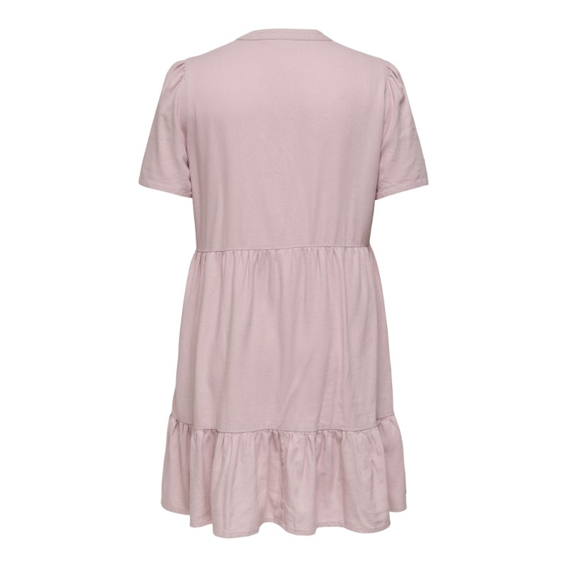 ONLY CARMAKOMA Tiri-Caro S/S V-Neck Hør Kjole - Violet Ice