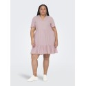 ONLY CARMAKOMA Tiri-Caro S/S V-Neck Hør Kjole - Violet Ice