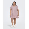 ONLY CARMAKOMA Tiri-Caro S/S V-Neck Hør Kjole - Violet Ice