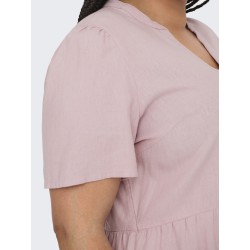 ONLY CARMAKOMA Tiri-Caro S/S V-Neck Hør Kjole - Violet Ice