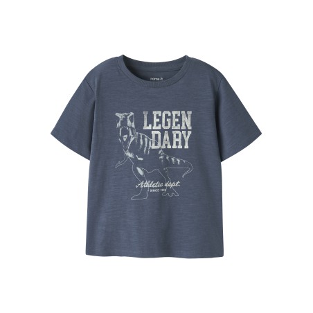 NAME IT MINI Feath Dino T-shirt - Vintage Indigo