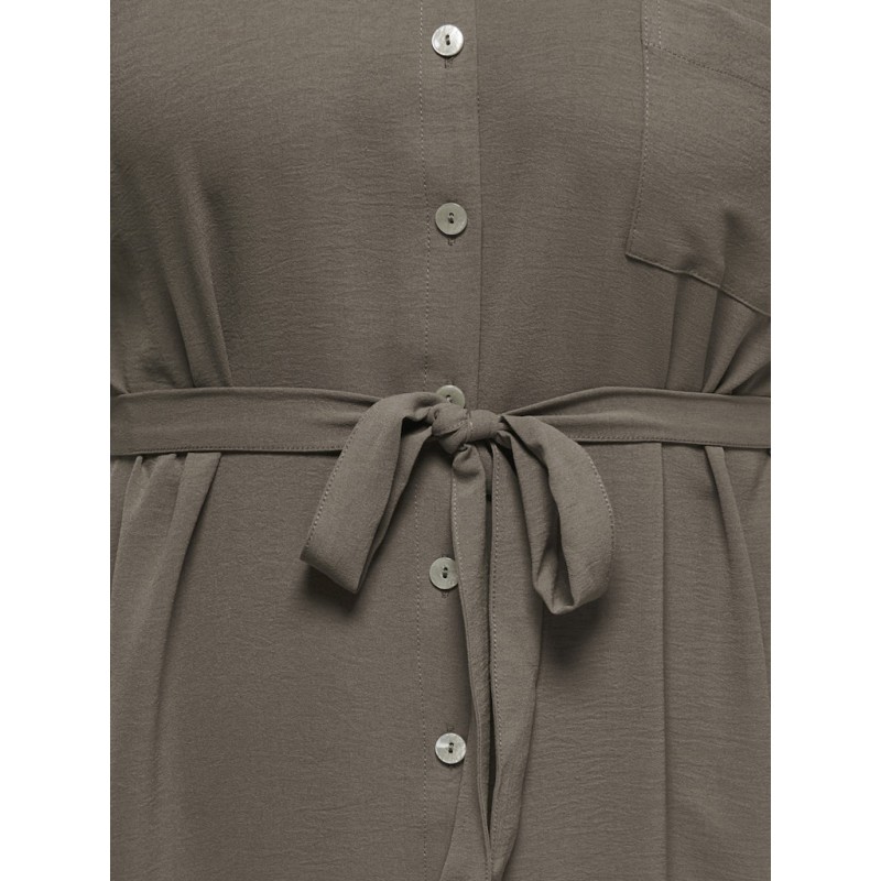 ONLY CARMAKOMA Metta Kortærmet Skjorte Kjole - Walnut