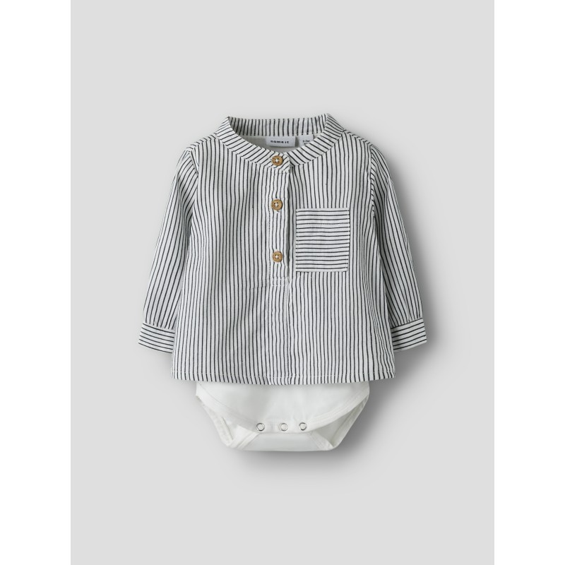 NAME IT BABY Far Stribet Blusebodystocking - Cloud Dancer