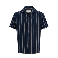 JACK & JONES JUNIOR Coba Stribet Resort Kortærmet Skjorte -  Sky Captain