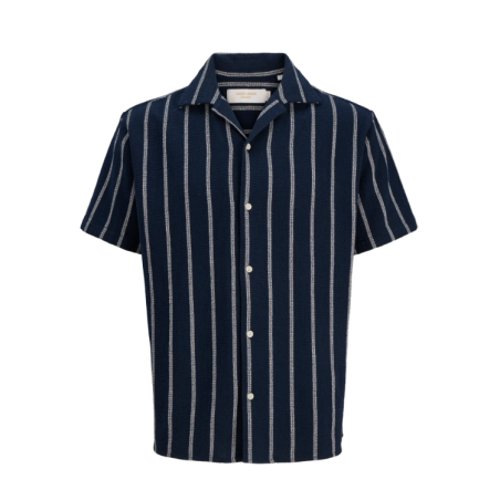 JACK & JONES JUNIOR Coba Stribet Resort Kortærmet Skjorte -  Sky Captain
