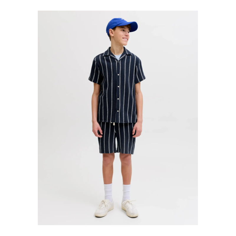 JACK & JONES JUNIOR Coba Stribet Resort Kortærmet Skjorte -  Sky Captain