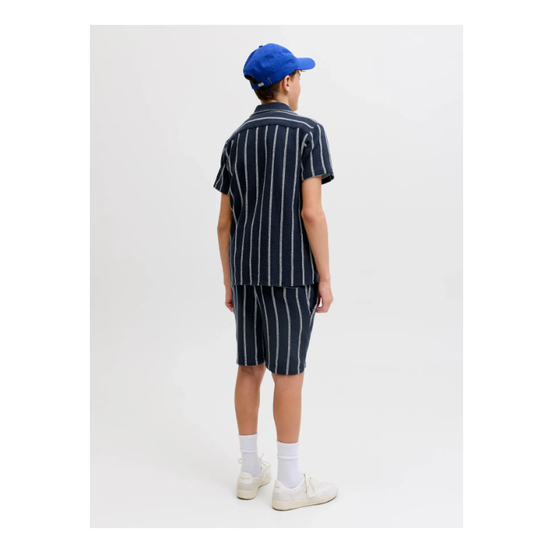 JACK & JONES JUNIOR Coba Stribet Resort Kortærmet Skjorte -  Sky Captain