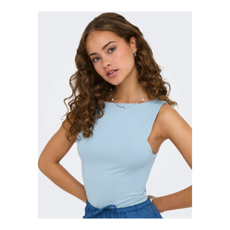 ONLY Ea S/L Vendbar Top - Soft Chambray