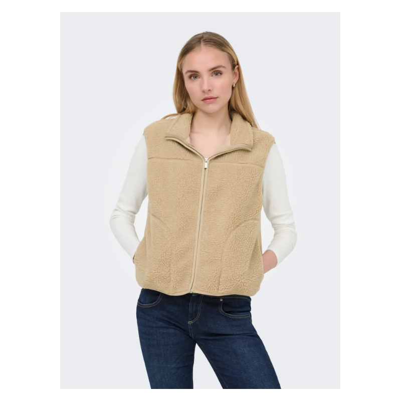 ONLY Baby Teddy High Zip Vest - Cornstalk