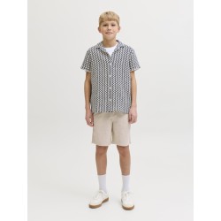 JACK & JONES Junior Jaiden Hybrid Hør Jogger Shorts - Moonbeam