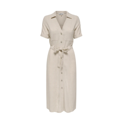 ONLY Siesta kortærmet hør kjole - Moonbeam