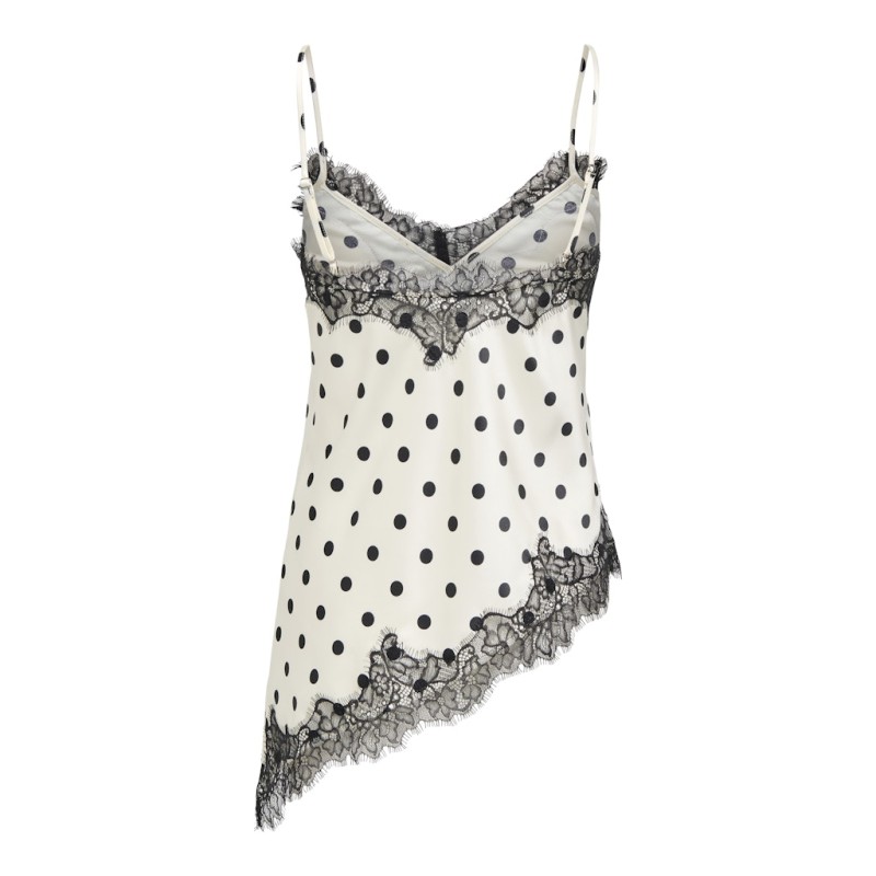 ONLY Bella Strop satin Blonde Top - Cloud Dancer & Black Dots