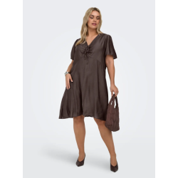 ONLY CARMAKOMA Cecilia kortærmet kjole - Chocolate Martini